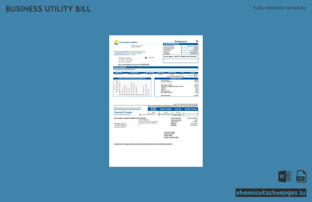 USA Washington Sunnyside Utilities Beispielrechnung für Wasserversorgungsleistungen für Unternehmen